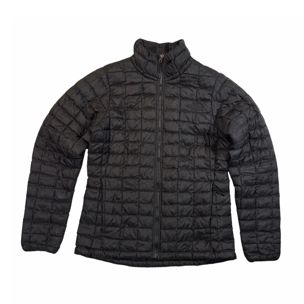 The North Face Thermoball Puffer Jacket Womens Small Black Quilted Full Zip Coat